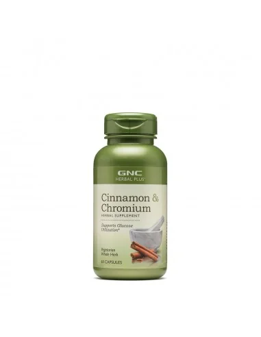 Gnc Herbal Plus Cinnamon & Chromium, Extract Standardizat De Scortisoara Si Crom, 60 Cps