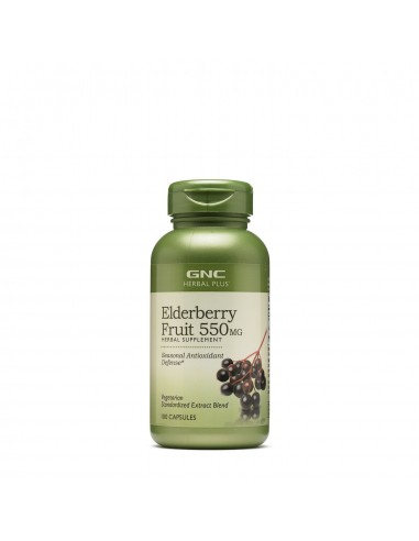 Gnc Herbal Plus Elderberry Fruit 550 Mg, Extract Standardizat Din Fructe De Soc, 100 Cps
