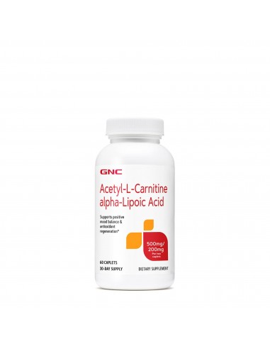 Gnc Acetyl-l-carnitine Alpha-lipoic Acid, Ala Acetil L-carnitina 500 Mg Si Acid Alfa Lipoic 200 Mg, 60 Tb