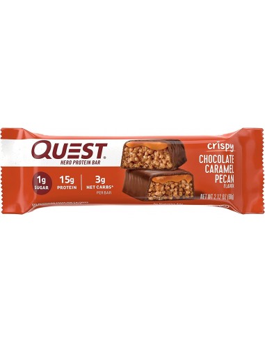 Quest Hero Crispy Baton Proteic Cu Aroma De Ciocolata, Nuci Pecan Si Caramel, 60 G