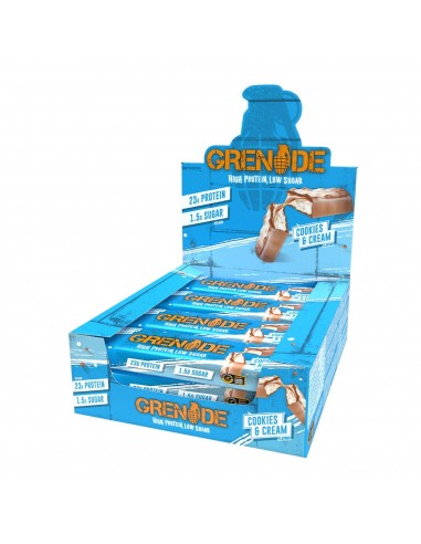 Grenade High Protein, Low Sugar Bar Cookies & Cream, Baton Proteic Cu Aroma De Biscuiti Si Frisca, 60 G