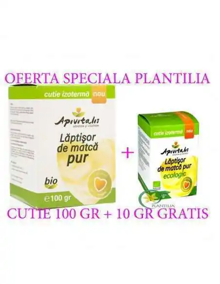 Laptisor de matca pur bio 100 gr + 10 gr bio GRATIS Apivitalis, Tulburari Hormonale
