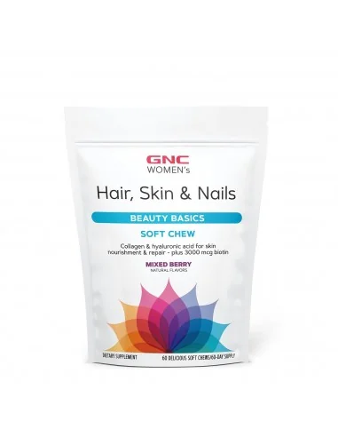 Gnc Women’s Hair, Skin & Nails Formula, Formula Pentru Par, Piele Si Unghii, Caramele Cu Aroma De Fructe De Padure, 60 Caramele