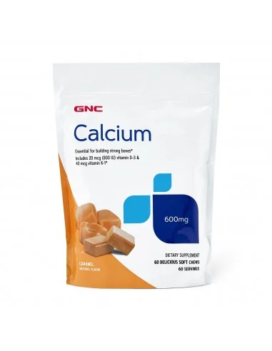 Gnc Calcium Soft Chews 600 Mg, Calciu Caramele, Cu Aroma Naturala De Caramel