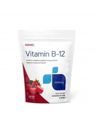 Gnc Vitamina B-12 2500 Mcg, Cu Aroma De Fructe De Padure, 60 Caramele