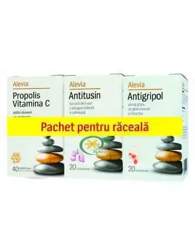 Pachet raceala Propolis C+Antitusin+Antigripol Alevia, REMEDII NATURISTE