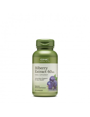 Gnc Herbal Plus Bilberry Extract 60 Mg, Extract Standardizat Din Afine, 100 Cps