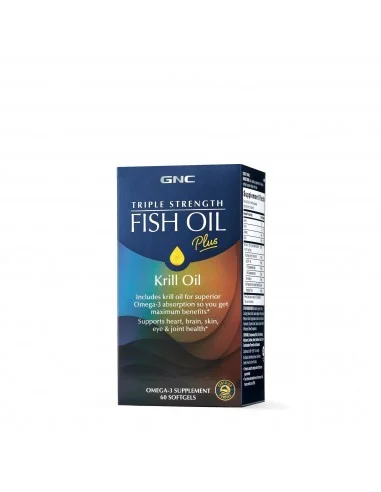 Gnc Triple Strength Fish Oil Plus Krill Oil, Ulei De Peste Plus Ulei De Krill, 60 Cps