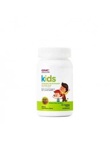 Gnc Milestones Kids Chewable Multivitamin, Multivitamine Pentru Copii 2-12 Ani, Cu Aroma Naturala De Fructe De Padure, 60 Tb