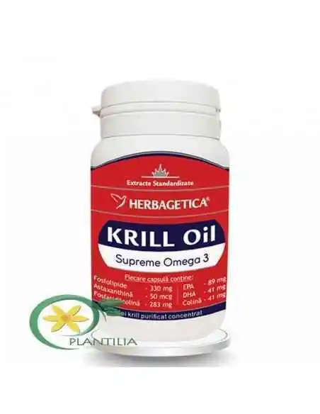 Krill Oil Supreme Omega 3 60 capsule Herbagetica, Tulburari Hormonale