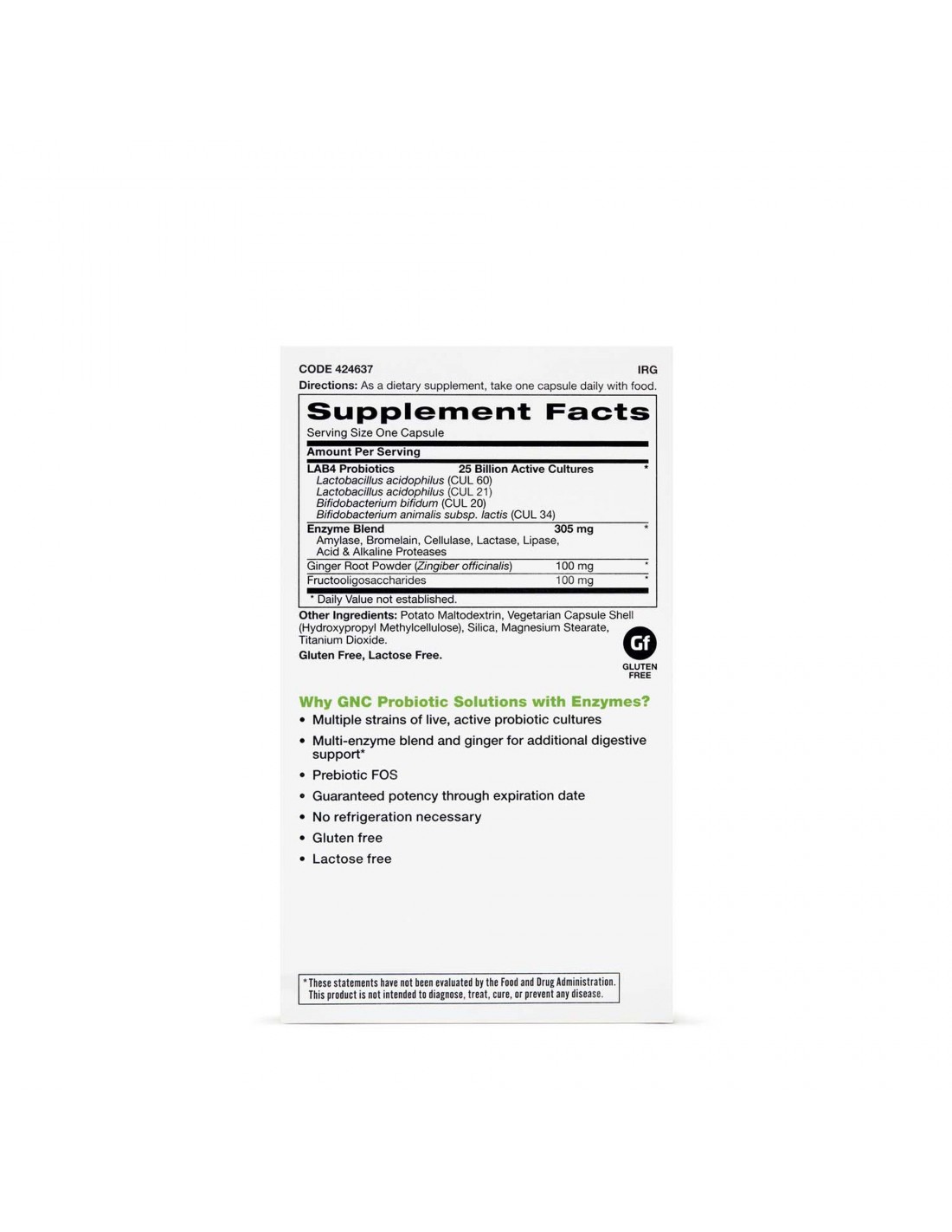 Gnc Probiotic Solutions With Enzymes, Probiotic Cu Enzime Digestive 25