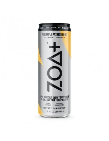 Zoa + Pre-workout Energy Drink Zero Sugar, Bautura Energizanta Fara Zahar Cu Aroma De Ananas Si Fructul Pasiunii, 355 Ml