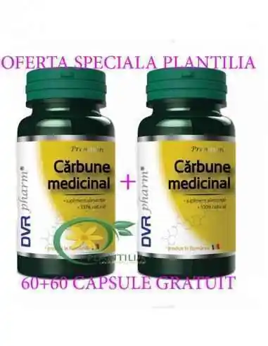 Cărbune Medicinal 60 +60 capsule DVR Pharm, REMEDII NATURISTE