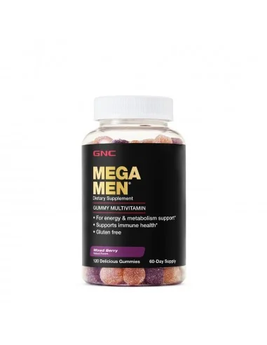 Gnc Mega Men Gummy Multivitamin, Multivitamine Jeleuri Pentru Barbati Cu Aroma Naturala De Fructe De Padure, 120 Jeleuri