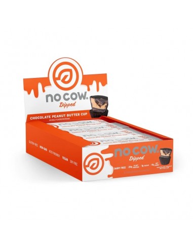 No Cow Dipped Chocolate Peanut Butter, Baton Proteic Vegan Cu Aroma De Ciocolata Si Unt De Arahide, 60 G