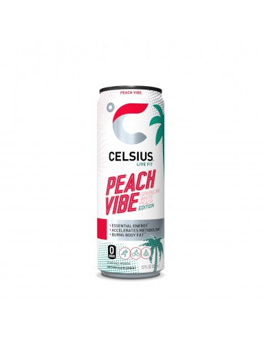 Celsius Energy Drink Peach Vibe, Bautura Energizanta Carbogazoasa Cu Aroma De Piersica Alba, 355 Ml