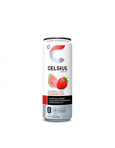 Celsius Energy Drink, Bautura Energizanta Carbogazoasa Cu Aroma De Capsuni Si Guava, 355 Ml