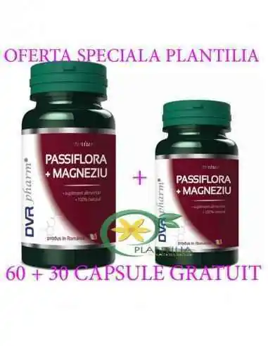 Passiflora + Magneziu 60 + 30 capsule GRATUIT DVR Pharm, Stres