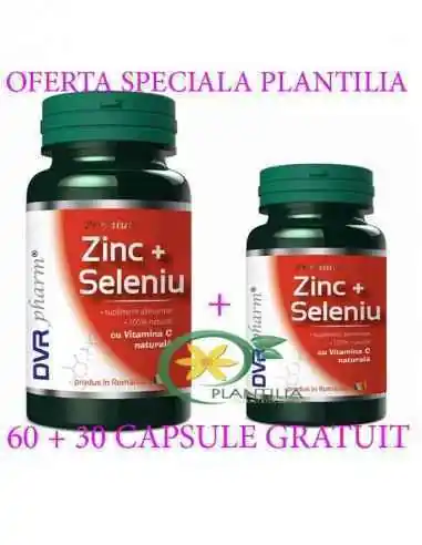 Zinc + Seleniu cu Vitamina C 60 + 30 cps GRATUIT DVR Pharm, VITAMINE SI MINERALE