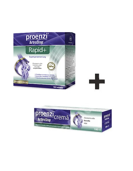 Proenzi Artrostop Rapid 180 Cpr + Crema 100ML GRATIS Walmark, UNGUENTE/CREME/GELURI