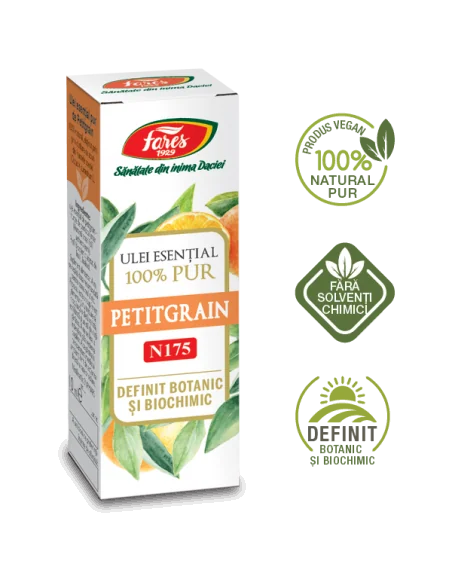 Petitgrain (frunze de portocal amar) Ulei esențial 100% pur 10 ml Fares