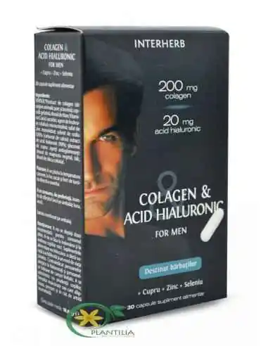 Colagen Si Acid Hialuronic pentru Barbati 30cps INTERHERB, Sanatatea pielii