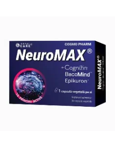NEUROMAX 30CPS - Cosmopharm
Complex unic de ingrediente cu actiune neuroprotectoare.