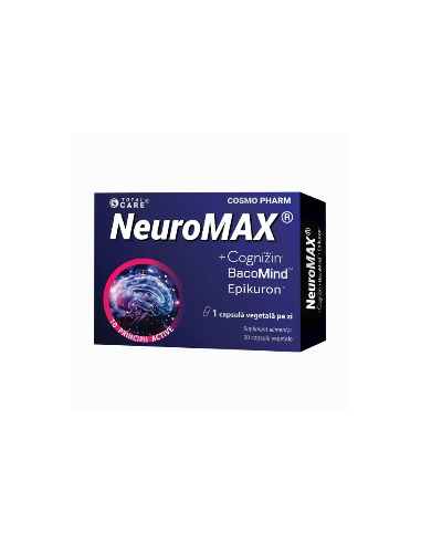NEUROMAX 30CPS - Cosmopharm
Complex unic de ingrediente cu actiune neuroprotectoare.