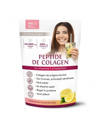 Peptide de colagen cu gust de lamaie - Pudra instant  300 g Interherb