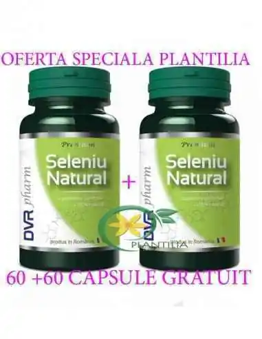 Seleniu Natural 60 + 60 cps GRATUIT DVR Pharm, VITAMINE SI MINERALE