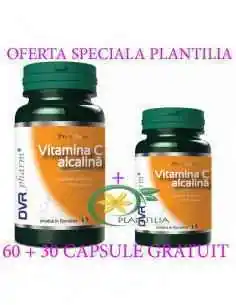 Vitamina C Alcalina 60 + 30 cps GRATUIT DVR Pharm, VITAMINE SI MINERALE
