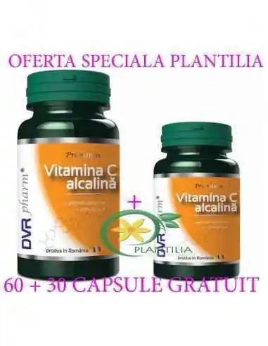 Vitamina C Alcalina 60 + 30 cps GRATUIT DVR Pharm, VITAMINE SI MINERALE