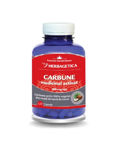 Carbune medicinal activat 120 cps Herbagetica