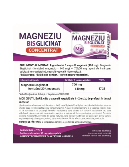 Magneziu Bisglicinat 30 cps Cosmo Pharm