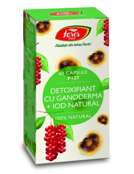 Detoxifiant cu Ganoderma + Iod Natural 60 cps Fares - Plantilia