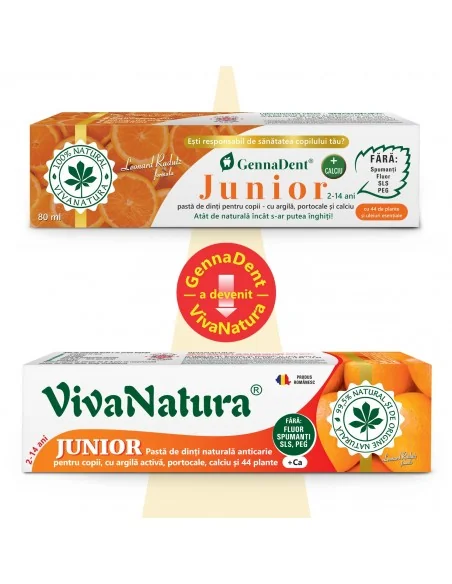 Pasta dinti GennaDent Junior Portocala 80ml Viva Natura