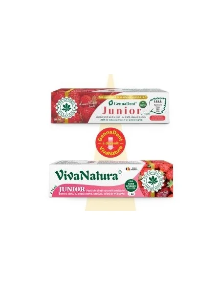 Pasta dinti GennaDent Junior Capsuni 80ml Viva Natura - Plantilia