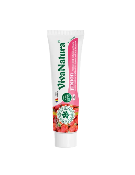 Pasta dinti GennaDent Junior Capsuni 80ml Viva Natura - Plantilia