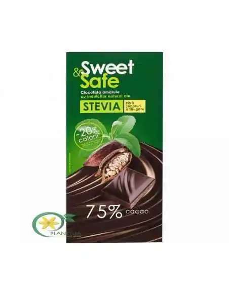 Ciocolata amaruie fara zahar 90g Sweet&Safe, Terapia Diabetului