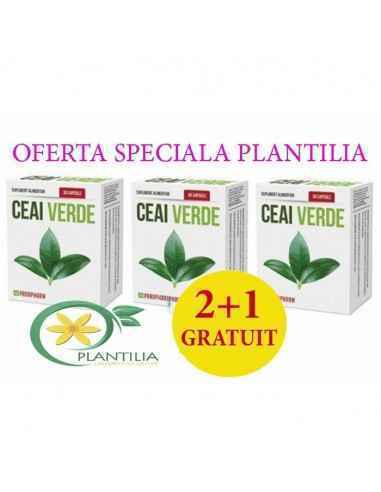 Ceai Verde 30 cps 2+1 GRATIS Parapharm, Slabire