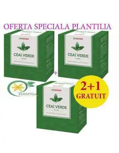 Ceai Verde Frunze 100 g 2+1 GRATUIT Parapharm, Slabire