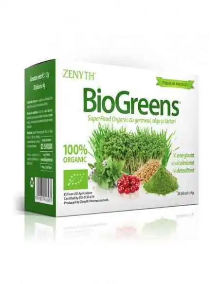 Biogreens 28 doze Zenyth Pharmaceuticals, VITAMINE SI MINERALE