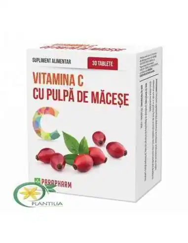 Vitamina C Pulpa de Macese 30 cpr Parapharm, VITAMINE SI MINERALE