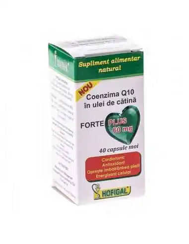 Coenzima Q10 in Ulei de catina 60mg Forte Plus 40cps Hofigal, VITAMINE SI MINERALE