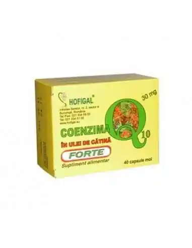 Coenzima Q10 in Ulei de catina 30mg Forte  40cps Hofigal, VITAMINE SI MINERALE