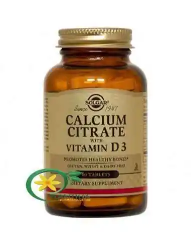 Calciu Citrat cu Vitamina D3 60 tablete Solgar, REMEDII NATURISTE