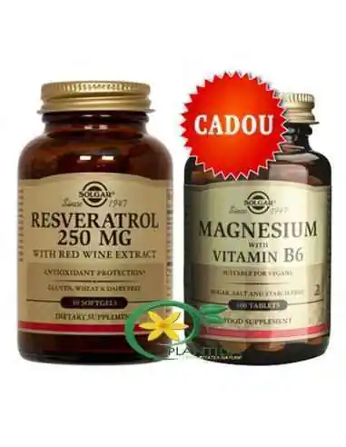 Resveratrol 30 cps + Magneziu cu B6 100 tablete Solgar, Stres