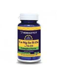 Ca + Mg + Se + Si + Zn cu D3 - Complex Forte 120 capsule Herbagetica, VITAMINE SI MINERALE 2