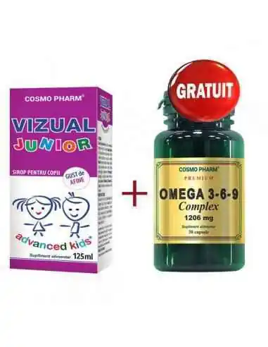 Sirop Vizual Junior 125ml + Omega 3-6-9 Complex 30 cps Gratuit CosmoPharm, SIROPURI