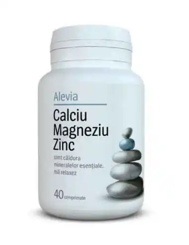 Calciu magneziu zinc 40cpr - Alevia, VITAMINE SI MINERALE